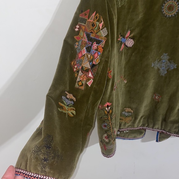 Zara Woman Velvet Embroidered Beetles Flowers Blazer in Johnny Was style - Picture 11 of 12